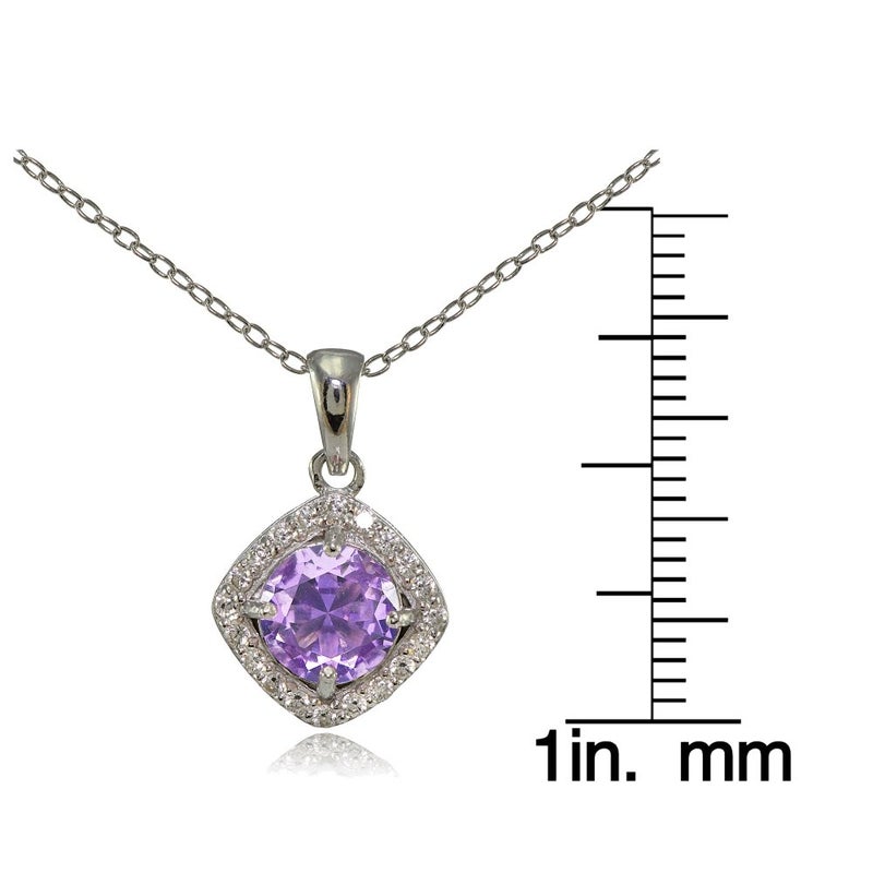Ice Gems Sterling Silver Simulated 7mm Round and CZ Accents Necklace - Image 2